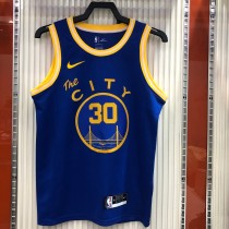 NBA Men Season 2021 Golden State Warriors the City Blue #30 CURRY Jersey High Quality Name and Number Print
