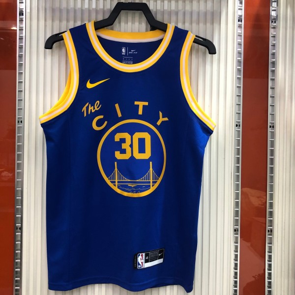 NBA Men Season 2021 Golden State Warriors the City Blue #30 CURRY Jersey High Quality Name and Number Print
