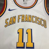 NBA Men Golden State Warriors New Model Retro White #11 THOMPSON Jersey High Quality Name and Number Print