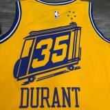 NBA New Season Men Golden State Warriors the City Yellow #35 DURANT Jersey High Quality Name and Number Print