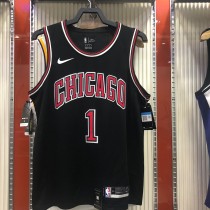 NBA Men Chicago Bulls Black #1 ROSE Jersey High Quality Name and Number Print