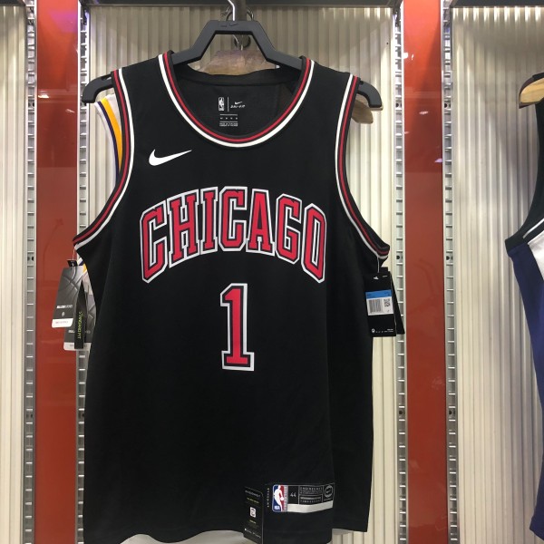 NBA Men Chicago Bulls Black #1 ROSE Jersey High Quality Name and Number Print