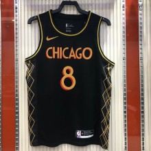 NBA Men Season 2021 Chicago Bulls Black #8 LAVINE Jersey High Quality Name and Number Print