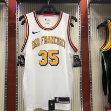 NBA Men Golden State Warriors New Model Retro White #35 DURANT Jersey High Quality Name and Number Print