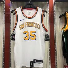 NBA Men Golden State Warriors New Model Retro White #35 DURANT Jersey High Quality Name and Number Print