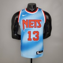 NBA Men Season 2021 Brooklyn Nets Blue Retro #13 HARDEN Jersey High Quality Name and Number Print