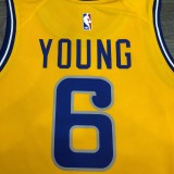NBA Men Golden State Warriors Retro Yellow #6 YOUNG Jersey High Quality Name and Number Print