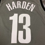 NBA Men New Brooklyn Nets Grey City #13 HARDEN Jersey High Quality Name and Number Print
