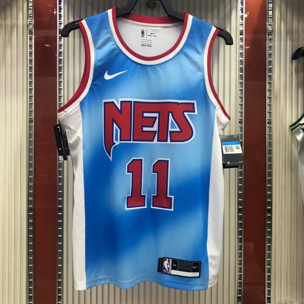 NBA Men Season 2021 Brooklyn Nets Blue Retro #11 IRVING Jersey High Quality Name and Number Print