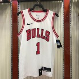 NBA Men Chicago Bulls White #1 ROSE Jersey High Quality Name and Number Print