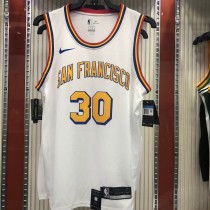 NBA Men Golden State Warriors New Model Retro White #30 CURRY Jersey High Quality Name and Number Print