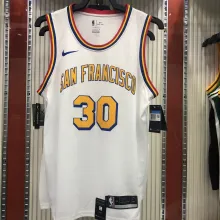 NBA Men Golden State Warriors New Model Retro White #30 CURRY Jersey High Quality Name and Number Print