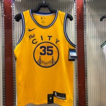 NBA New Season Men Golden State Warriors the City Yellow #35 DURANT Jersey High Quality Name and Number Print