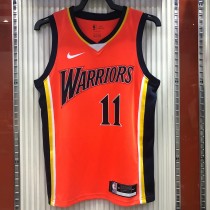 NBA Men Season 2021 Golden State Warriors Up-and-coming Star Orange #11 THOMPSON Jersey High Quality Name and Number Print