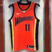 NBA Men Season 2021 Golden State Warriors Up-and-coming Star Orange #11 THOMPSON Jersey High Quality Name and Number Print