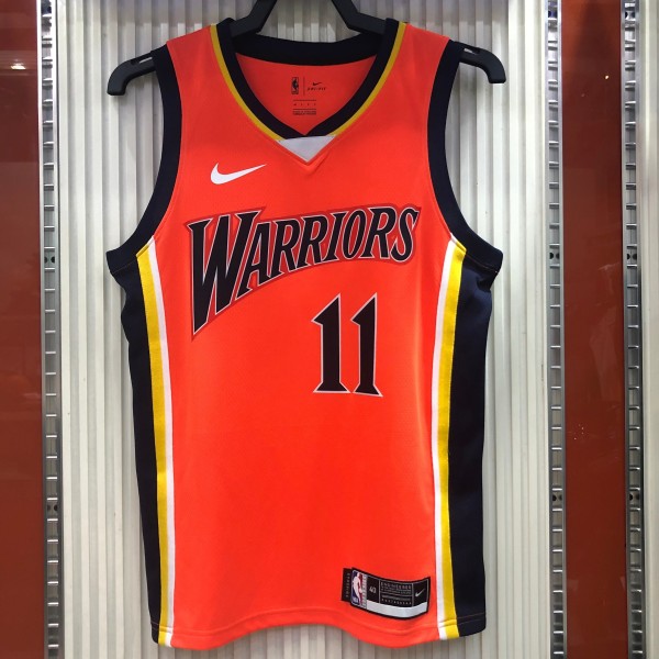NBA Men Season 2021 Golden State Warriors Up-and-coming Star Orange #11 THOMPSON Jersey High Quality Name and Number Print