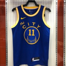 NBA Men Season 2021 Golden State Warriors the City Blue #11 THOMPSON Jersey High Quality Name and Number Print