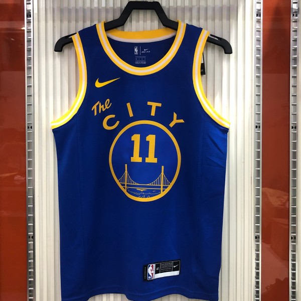 NBA Men Season 2021 Golden State Warriors the City Blue #11 THOMPSON Jersey High Quality Name and Number Print