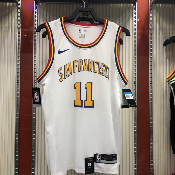 NBA Men Golden State Warriors New Model Retro White #11 THOMPSON Jersey High Quality Name and Number Print