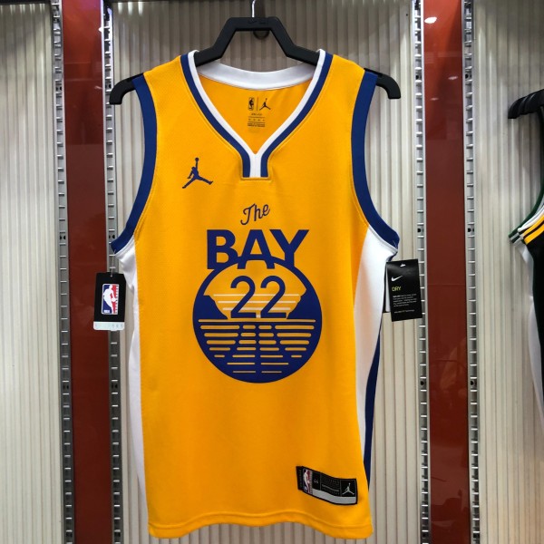 NBA Season 2021 Men Golden State Warriors ##22 WIGGINS Yellow Jersey wih Jordan Logo High Quality Name and Number Print