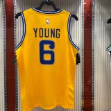 NBA Men Golden State Warriors Retro Yellow #6 YOUNG Jersey High Quality Name and Number Print