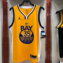 NBA Season 2021 Men Golden State Warriors #35 DURANT Yellow Jersey wih Jordan Logo High Quality Name and Number Print