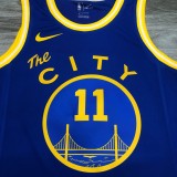 NBA Men Season 2021 Golden State Warriors the City Blue #11 THOMPSON Jersey High Quality Name and Number Print