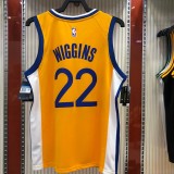 NBA Season 2021 Men Golden State Warriors ##22 WIGGINS Yellow Jersey wih Jordan Logo High Quality Name and Number Print
