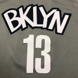 NBA Men New Brooklyn Nets Grey City #13 HARDEN Jersey High Quality Name and Number Print