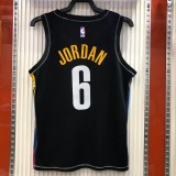 NBA Men Season 2021 Brooklyn Nets Black City #6 JORDAN Jersey High Quality Name and Number Print