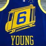 NBA Men Season 2021 Golden State Warriors the City Blue #6 YOUNG Jersey High Quality Name and Number Print