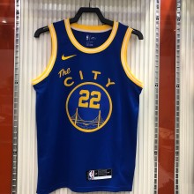 NBA Men Season 2021 Golden State Warriors the City Blue #22 WIGGINS Jersey High Quality Name and Number Print