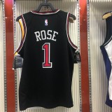 NBA Men Chicago Bulls Black #1 ROSE Jersey High Quality Name and Number Print