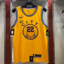 NBA New Season Men Golden State Warriors the City Yellow #22 WIGGINS Jersey High Quality Name and Number Print