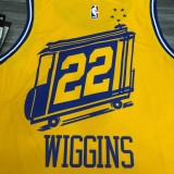 NBA New Season Men Golden State Warriors the City Yellow #22 WIGGINS Jersey High Quality Name and Number Print