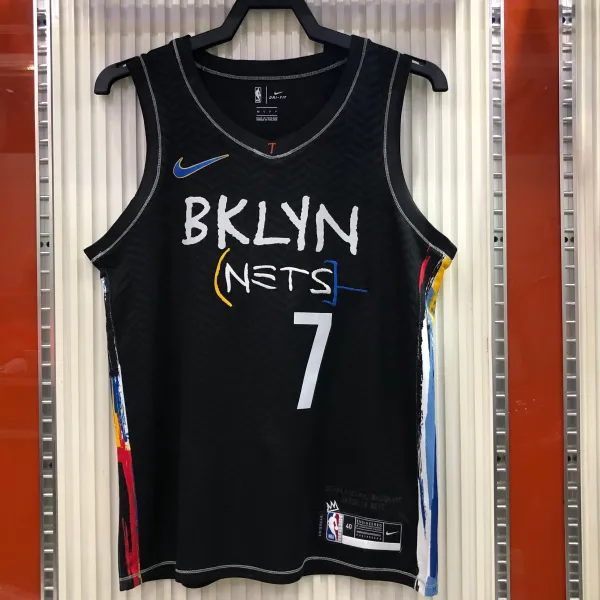 NBA Men Season 2021 Brooklyn Nets Black City #7 DURANT Jersey High Quality Name and Number Print