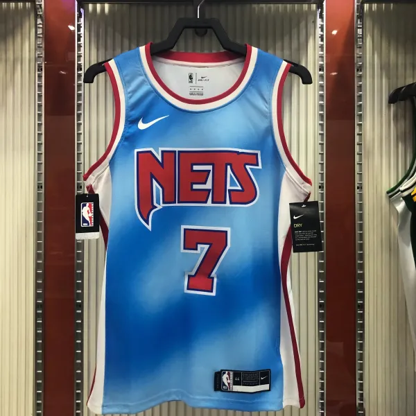 NBA Men Season 2021 Brooklyn Nets Blue Retro #7 DURANT Jersey High Quality Name and Number Print