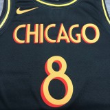 NBA Men Season 2021 Chicago Bulls Black #8 LAVINE Jersey High Quality Name and Number Print