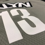 NBA Men New Brooklyn Nets Grey City #13 HARDEN Jersey High Quality Name and Number Print