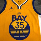 NBA Season 2021 Men Golden State Warriors #35 DURANT Yellow Jersey wih Jordan Logo High Quality Name and Number Print