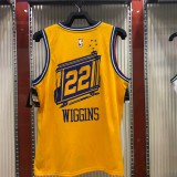 NBA New Season Men Golden State Warriors the City Yellow #22 WIGGINS Jersey High Quality Name and Number Print