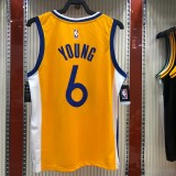 NBA Season 2021 Men Golden State Warriors #6 YOUNG Yellow Jersey wih Jordan Logo High Quality Name and Number Print