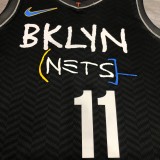 NBA Men Season 2021 Brooklyn Nets Black City #11 IRVING Jersey High Quality Name and Number Print