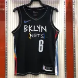 NBA Men Season 2021 Brooklyn Nets Black City #6 JORDAN Jersey High Quality Name and Number Print