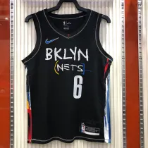 NBA Men Season 2021 Brooklyn Nets Black City #6 JORDAN Jersey High Quality Name and Number Print