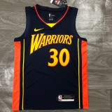 NBA Men Season 2021 Golden State Warriors Up-and-coming Star Dark Blue #30 CURRY Jersey High Quality Name and Number Print
