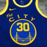 NBA Men Season 2021 Golden State Warriors the City Blue #30 CURRY Jersey High Quality Name and Number Print