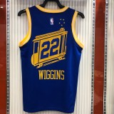 NBA Men Season 2021 Golden State Warriors the City Blue #22 WIGGINS Jersey High Quality Name and Number Print