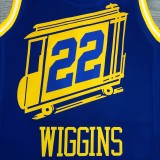 NBA Men Season 2021 Golden State Warriors the City Blue #22 WIGGINS Jersey High Quality Name and Number Print
