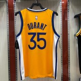 NBA Season 2021 Men Golden State Warriors #35 DURANT Yellow Jersey wih Jordan Logo High Quality Name and Number Print